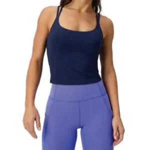 Compression crop top sets bblue front
