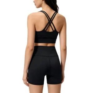 Compression crop top sets black back